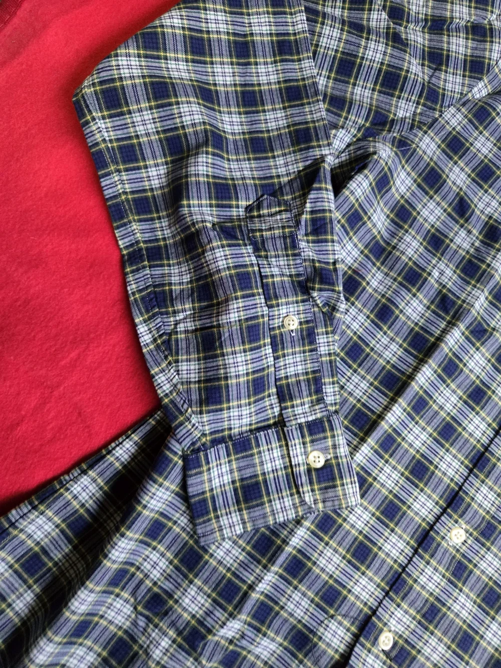 Polo by Ralph Lauren Navy & Green Plaid Button-Down Shirt Small Classic Fit